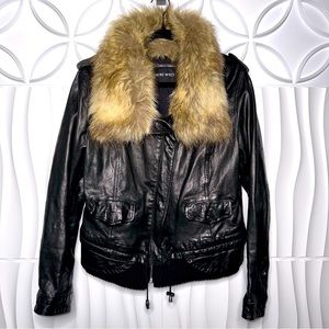 Nine West Leather Faux Fur Jacket